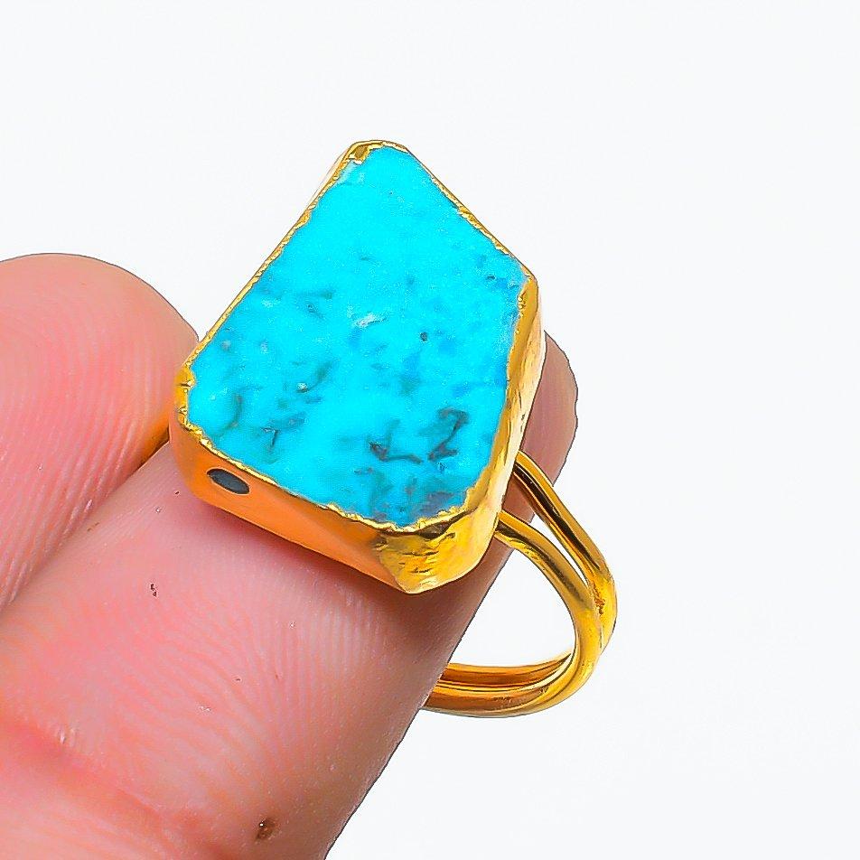 Arizona Turquoise Gemstone 925 Sterling Silver Jewelry Ring Size Adjustable GK-1966