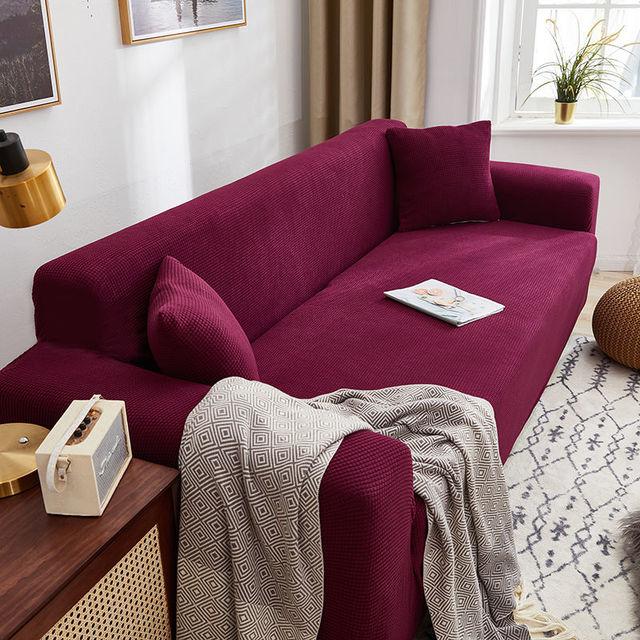 Sofa Cover Fully Wrapped Solid Color Elastic Sofa Cushion Thick Corn Fleece Four Seasons Universal Living Room Corner Cushion for Home