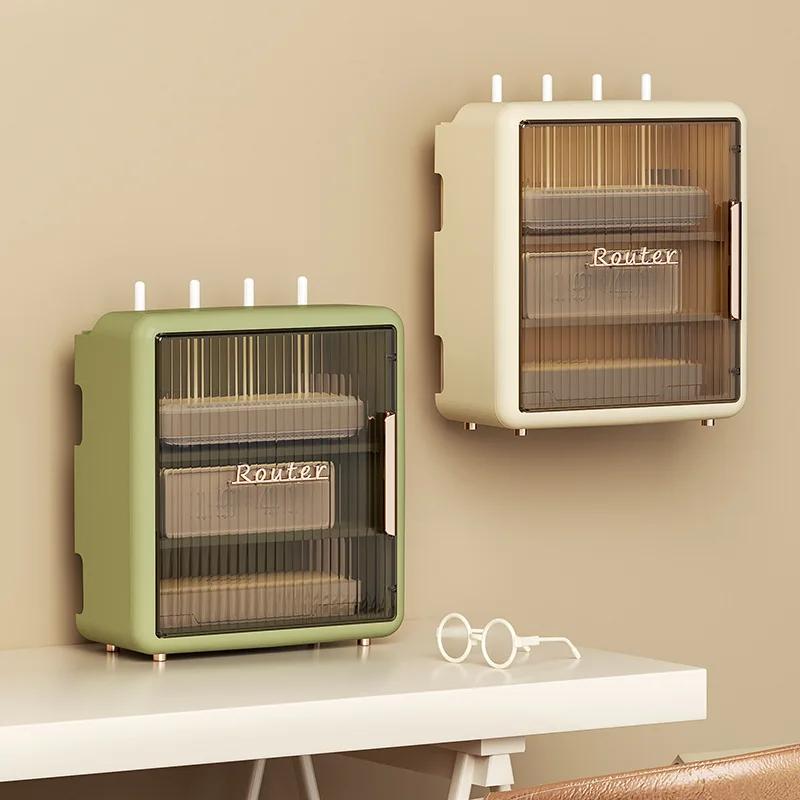 1 Set Router Storage Box Storage Shelf Household Supplies Punch-free Strong Load-bearing Multi-layer Wall Mounted Wireless Route