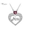 Mom Necklace Women's Faux Crystal Love Heart Pendant Necklace Mother's Day Gift for Mom Grandma Wife from Daughter Son