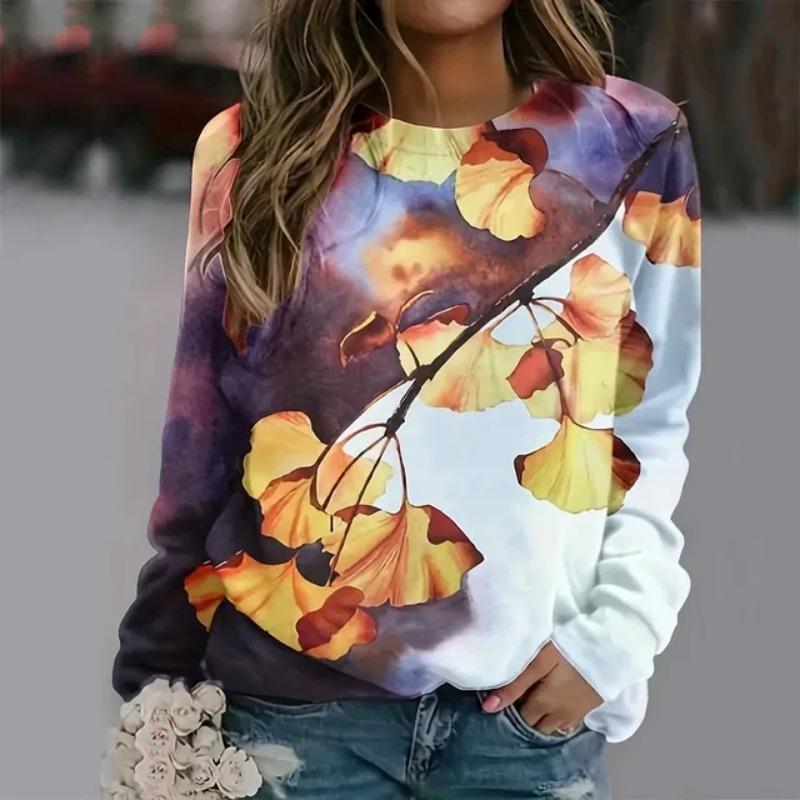 

Зимние женские топы с длинным рукавом, элегантные, с принтом 3D-клевера, повседневные, с круглым вырезом, с длинным рукавом, толстовки, женская одежда XL