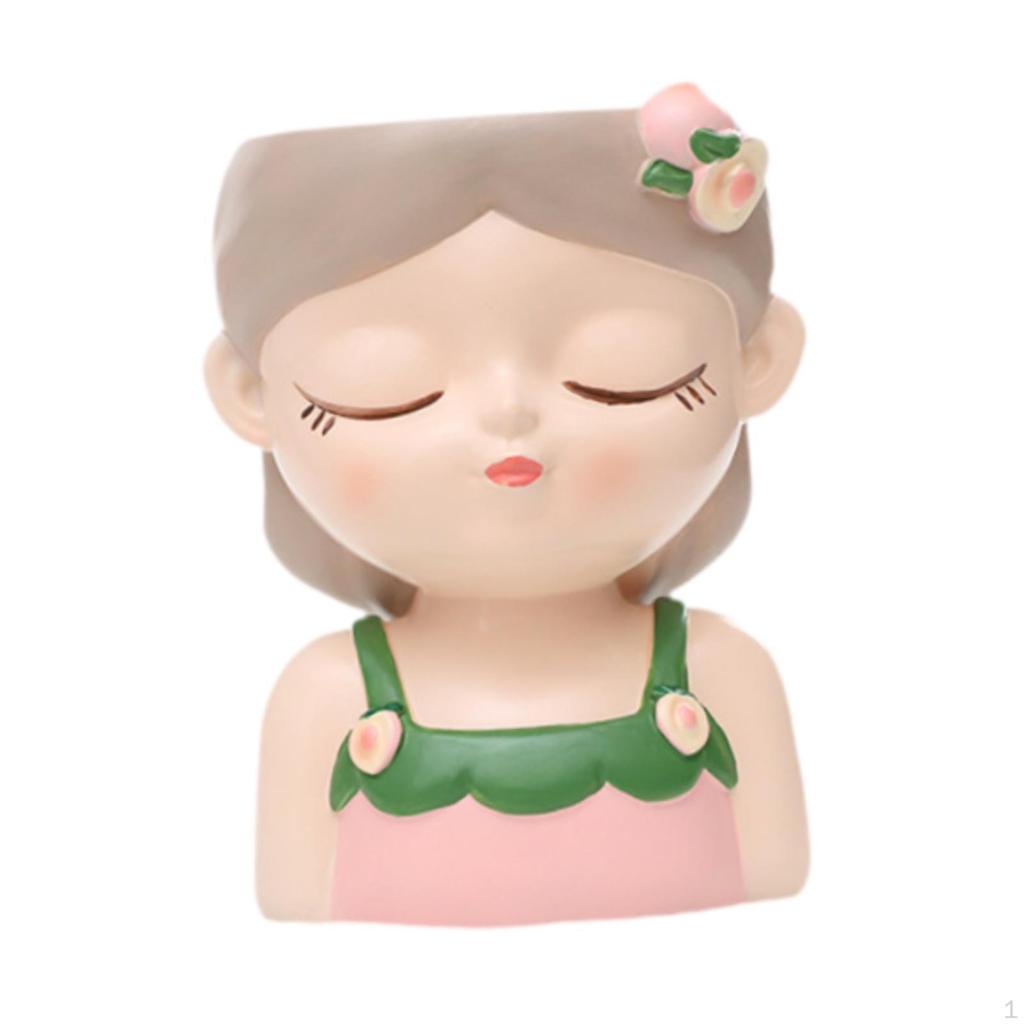 Cartoon Girl Planter Decorative Plant Pot Home Decoration Desktop Flowerpot Small Resin Flower