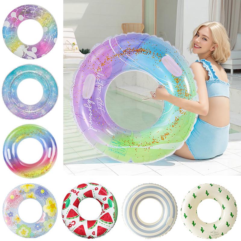 Starry Sky Sequin Mermaid Swim Ring: Thickened Inflatable Children's Float