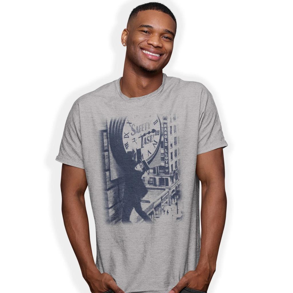 Harold Lloyd Safety Last Klassische Komödie Handbedrucktes T-Shirt Geburtstagsgeschenk