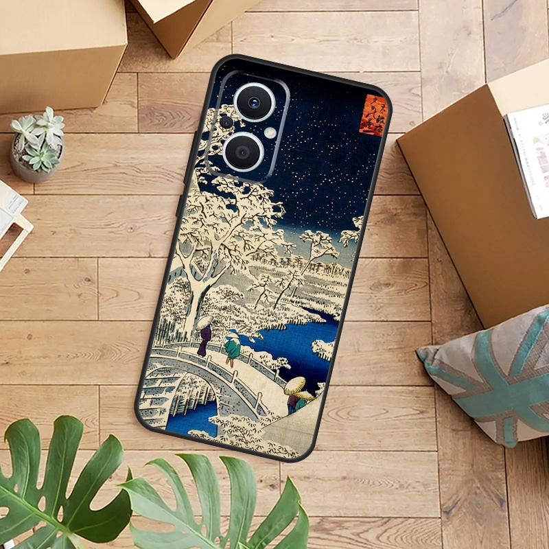 Japanese Style Ukiyo-e Art Case For OPPO Reno 14F 13F 12F 10 11 12 13 14 Pro 8T 7 8 Lite OPPO Find X8 X6 X5 X9 Pro Cover