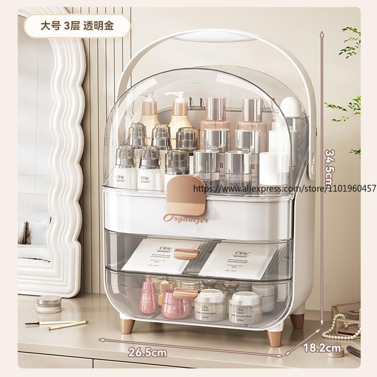 Luxury Style Cosmetic Storage Display Rack Premium Large-Capacity Dustproof Organizer for Lipstick Face Mask Skincare