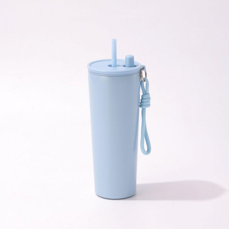 Large Capacity Vacuum Insulated Stainless Steel Travel Mug With Handle Straw Office Outdoor Use 710ml