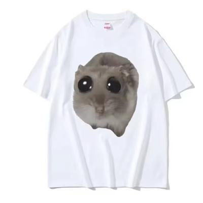 Zabawny Smutny Chomik Mem Płacz Duże Oko Urocza Mysz Koszulka Damska Moda Kawaii Ubrania Koszulki Damskie Koszulka Damska Odzież Damska
