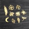 10pcs/lot  316 Stainless Steel Gold Plated Tree Moon Butterfly Small Charms Pendant For Necklace DIY Jewelry Making