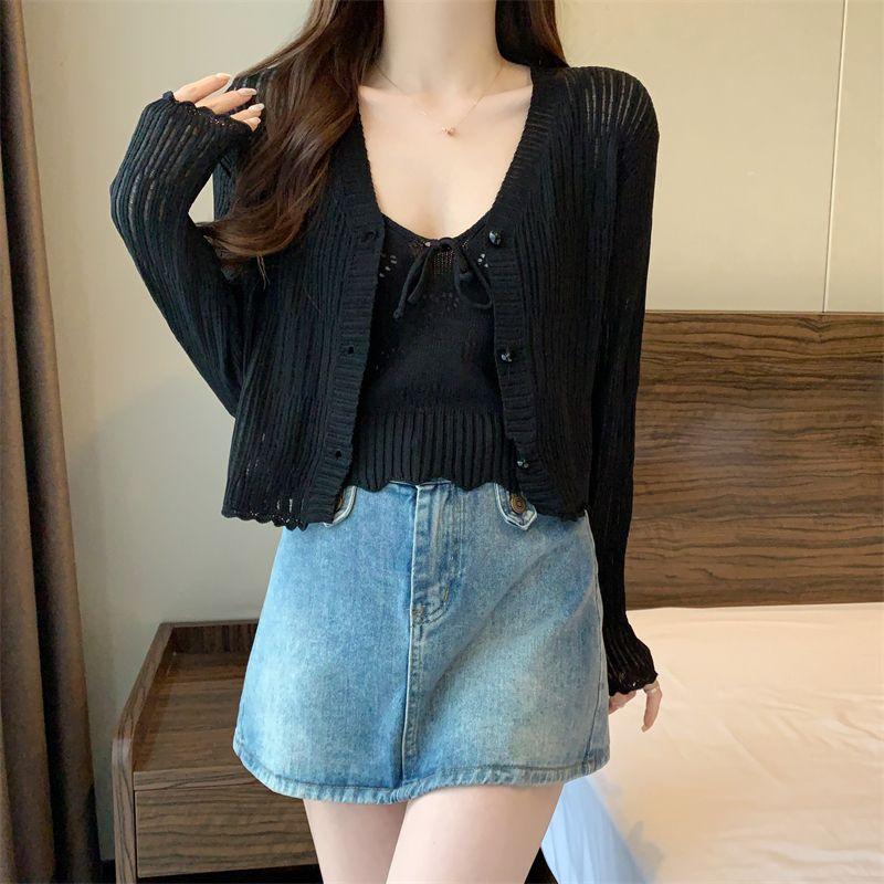 Knitted Camisole Vest Women's Summer Sleeveless Sexy Short Style Niche Interior Top Base Shirt