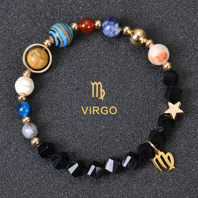 Eight major planets and twelve zodiac signs bracelet, frosted stone, bead bracelet, planets, Christmas gift, Stocking stuffers