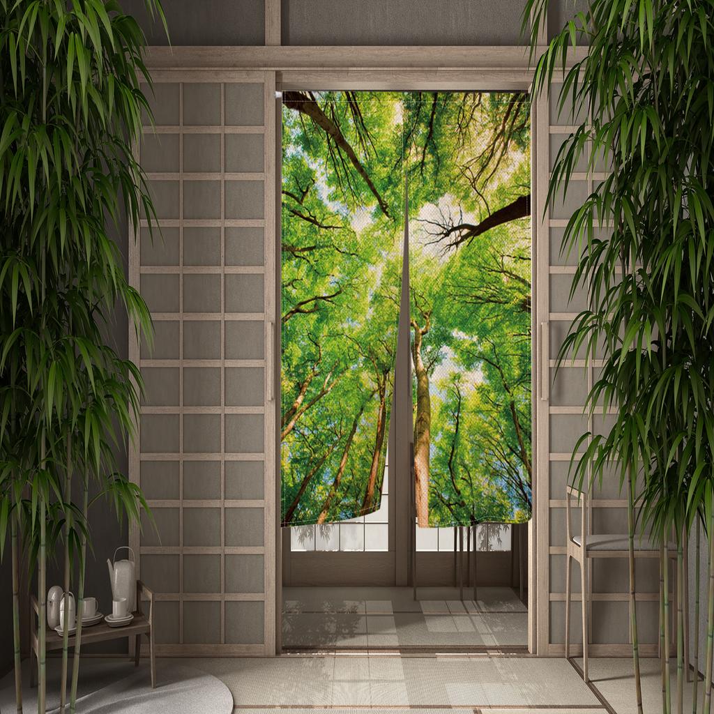 Secluded Forest landscape Door Curtain Linen Curtain Bedroom Living Room Home Decor Doorway for Kitchen Entrance Half Curtain