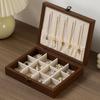 Walnut Wood Glass Lid Velvet Lined Velvet Interior Necklace Hanging Panel  Bracelets Storage