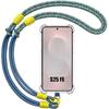 Coque pour Samsung Galaxy S25 FE, Protection Silicone Transparent avec Bandoulière Bleue