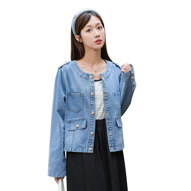 Vintage stil denimjakke for kvinner med Hong Kong vinddesign Coat