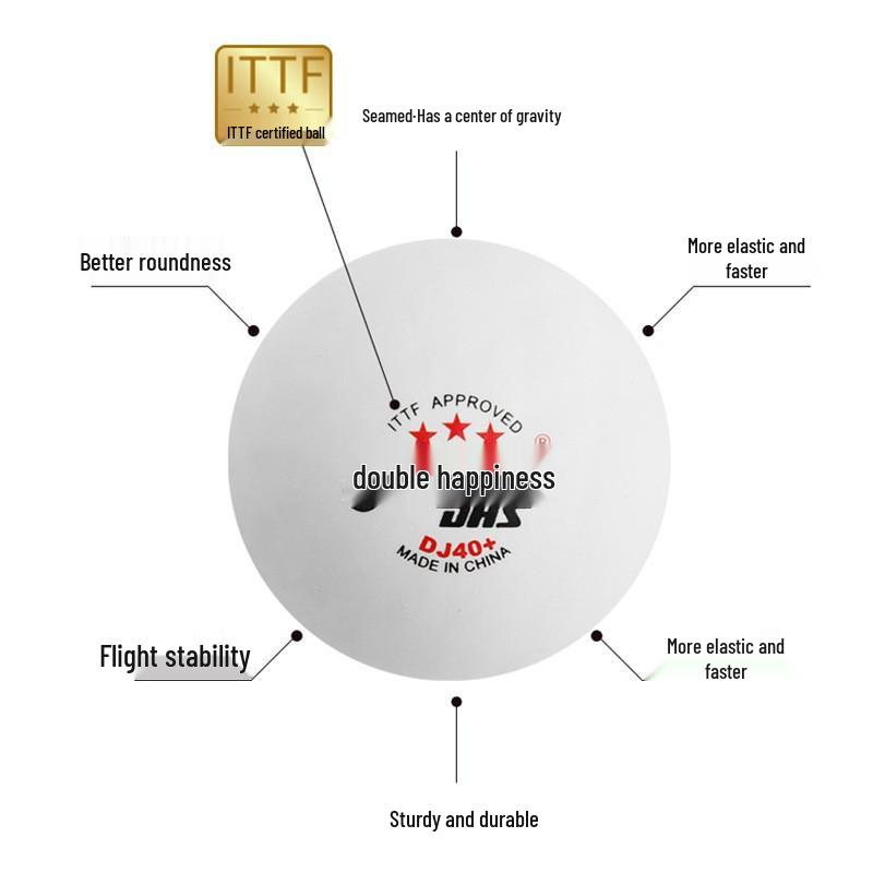 Double Happiness D40+ Tre-stjerners bordtennisball - Spesialutgave for 2020 verdensmesterskap og DJ Tokyo WTT-kamp.