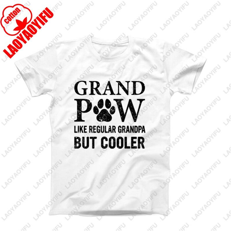 Grand Paw TShirt Funny Cool Dog Paw Print Grandfather Tees Fathers Day for Grandpaw Gift Comfortable Soft Cotton Camisetas