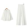 European and American Street Style Women's Loose Lapel High Waist Trousers and Knit Sweater Set