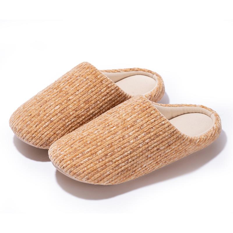 

Новые простые полосатые бесшумные домашние тапочки осень-зима для дома, вельветовые теплые хлопковые тапочки для пары 40-41 лимонно-желтый