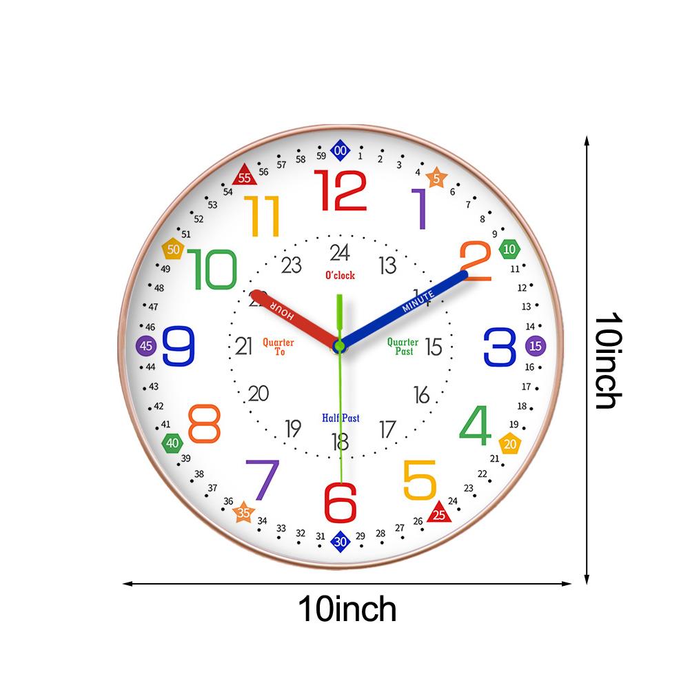 Study Time 10 Inches Children s Wall Clock Educational Clock 10 Inches Clock 12 Inches Clock Easy Installation Clock 10inch