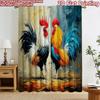 2D Flat Printing 2pcs Curtain Window Treatment Curtains Colorful Roosters Fighting Digital Printed Polyester Drapes Party