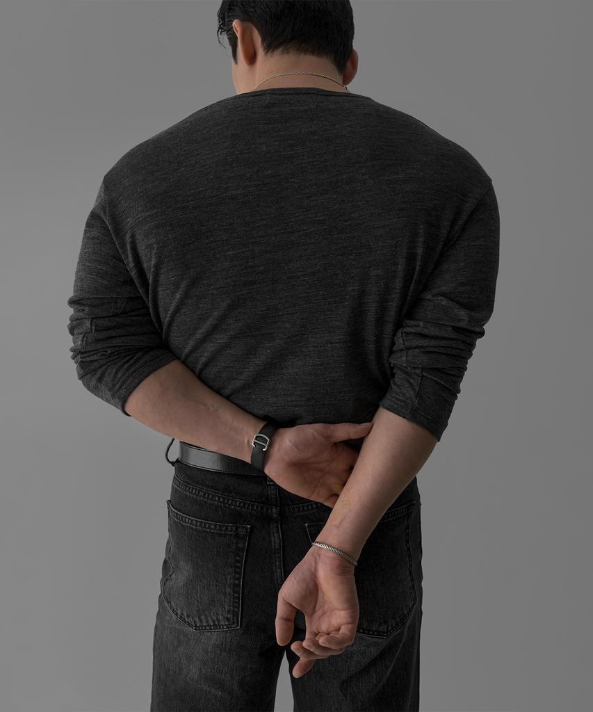 Baulopeulodeogteu 100% Wool Long Sleeve Knit Tee [Charcoal]