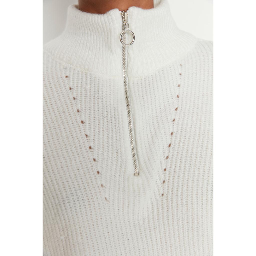 Anthracite Soft Textured Zippered Knitwear Sweater Twoaw20xs0009