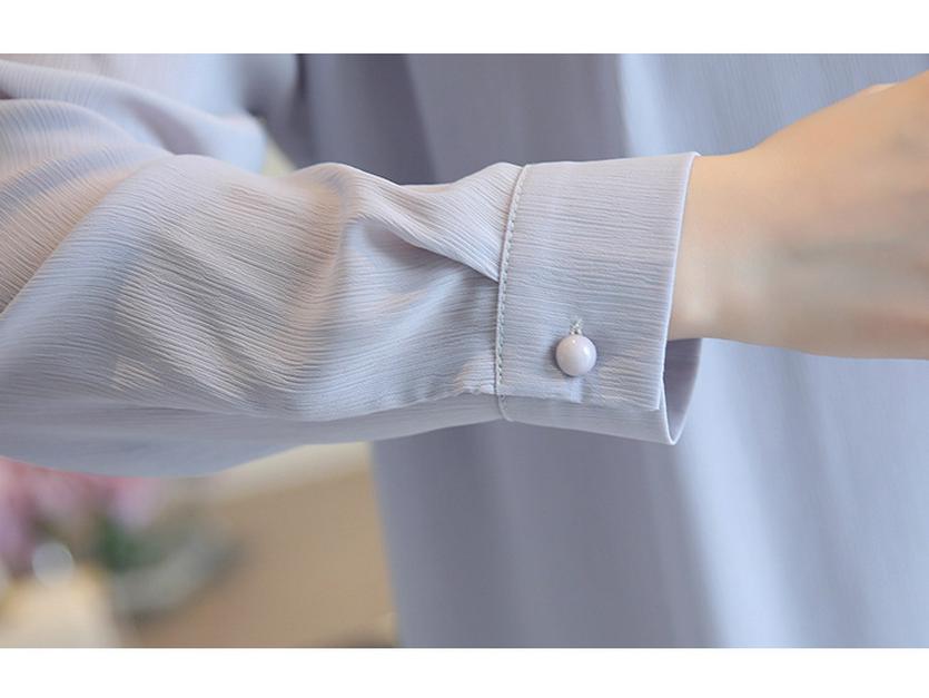 2026 Korean Style Chiffon Top: Long Sleeve, Stand Collar, Loose Fit, Belly-Covering, Versatile, Elegant, Fashionable for Spring/Autumn