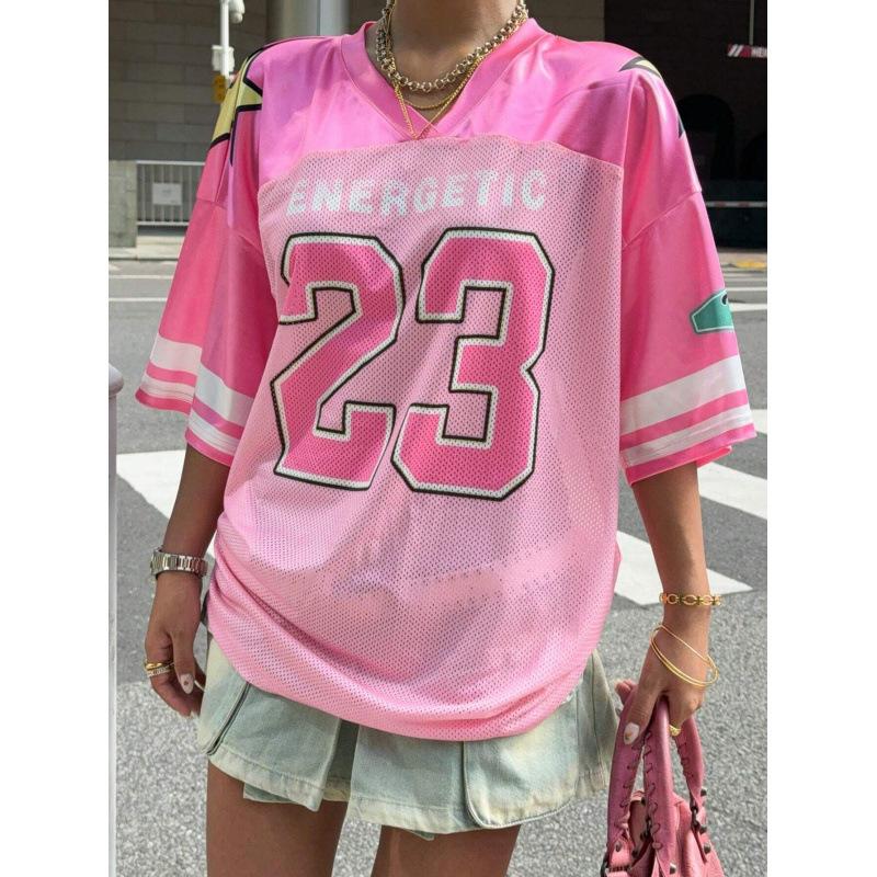 2025 early autumn new European and American fashion loose casual street girl sports top jersey 3D digital printing S