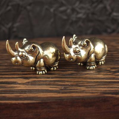 Kupfer Nashorn Figuren Heimdeko Retro Messing Tier Ornamente Schlüsselanhänger Halter Anhänger Glücksbringer Schreibtisch Dekorationen Zubehör