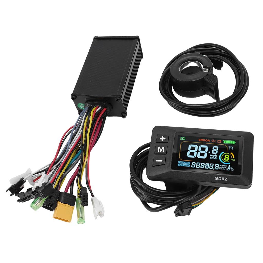 Electric Motor Controller Kit 15A Controller LCD GD02 Color Display with 130X Thumb Throttle for 36V