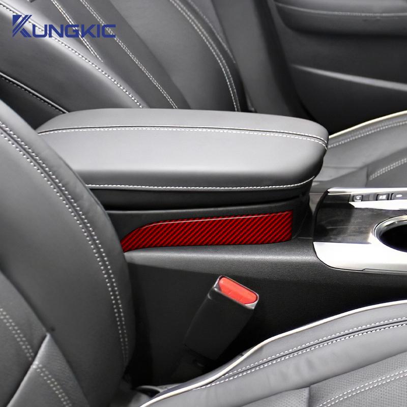 LHD RHD Car Side of Central Control Armrest Box Trim Real Soft Carbon Fiber Sticker For Acura TLX 2015 2016 2017 2018