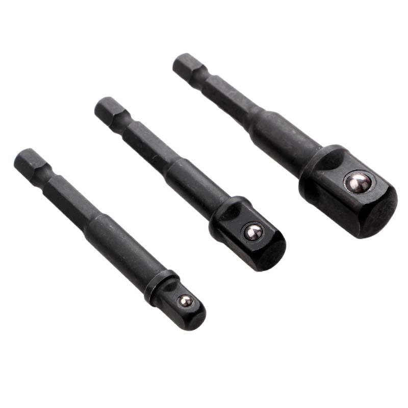 Hex Shank to Square Socket Extension Bar with Ball for Wrench Connection (1/4, 3/8, 1/2)