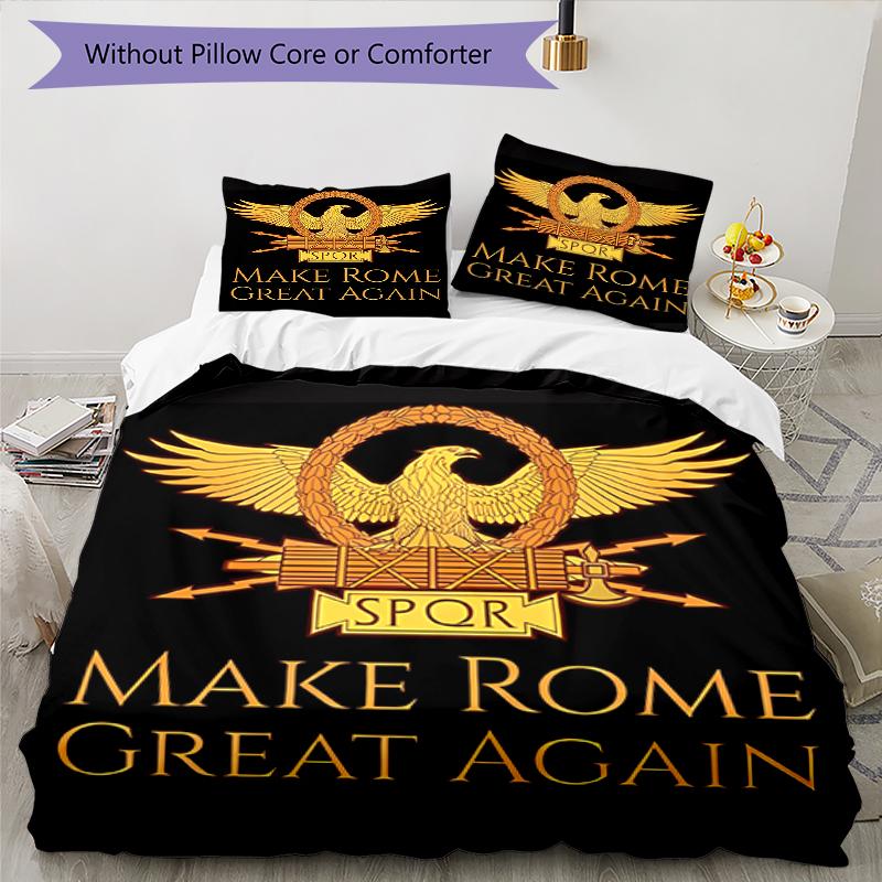 3pcs SPQR Roman Eagle1 pattern bedding set duvet cover set includes duvet cover &pillowcases, perfect all season bedroom decoration & gift