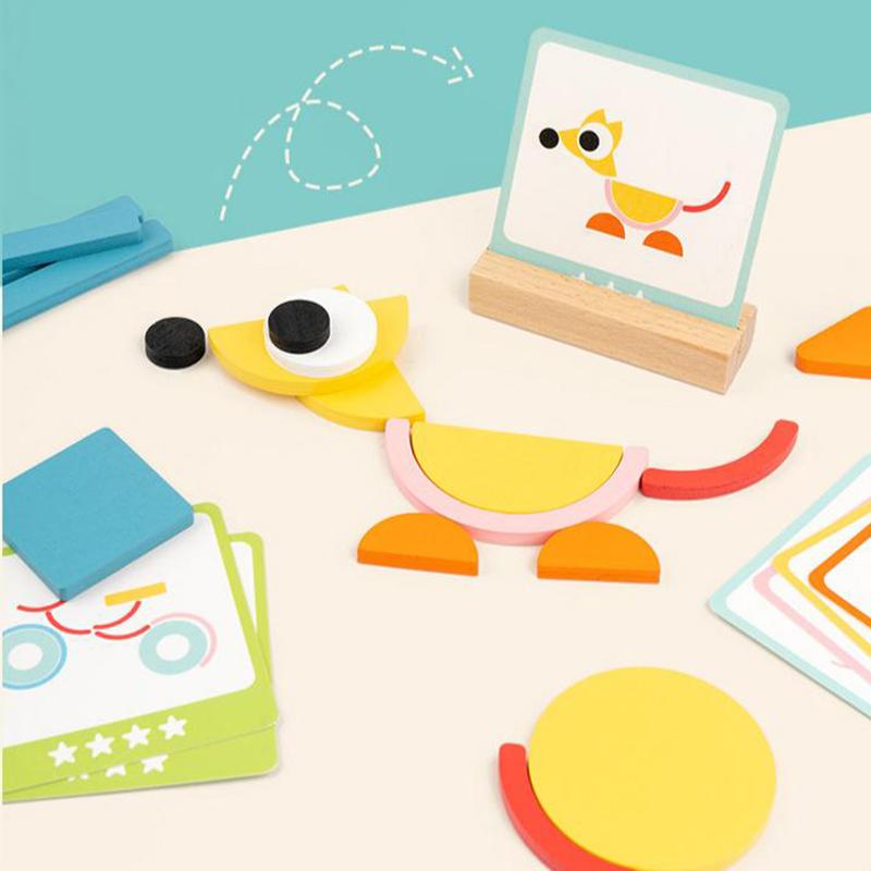 

Montessori Kids Wooden 3D Geometric Shape Jigsaw Puzzle Board Set Baby Early Education Toys For Children