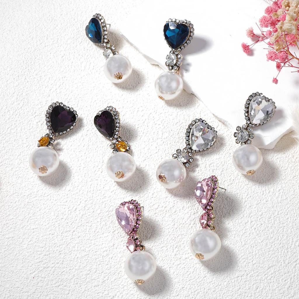 ZA personalized retro fashion light luxury glass rhinestone imitation pearl women's earrings party banquet exquisite and unique style