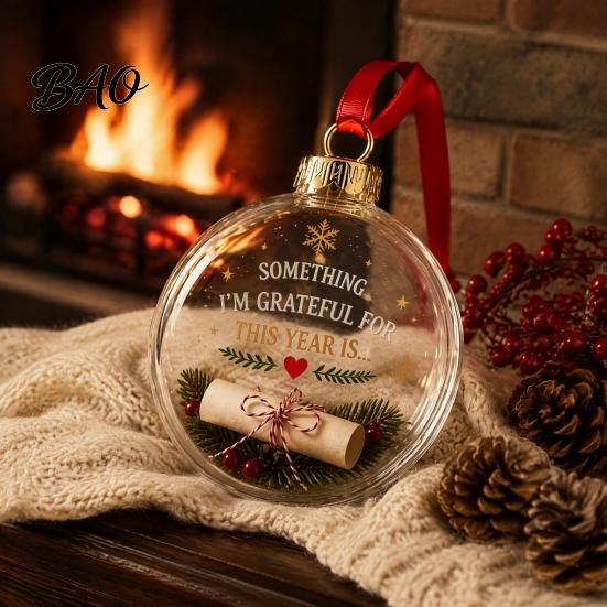 Festive Party Supplies for Christmas 3D Clear Ball Ornament, Holiday Message Keepsake, Acrylic Decorations Bedroom Windows Tree Hanging Decoration