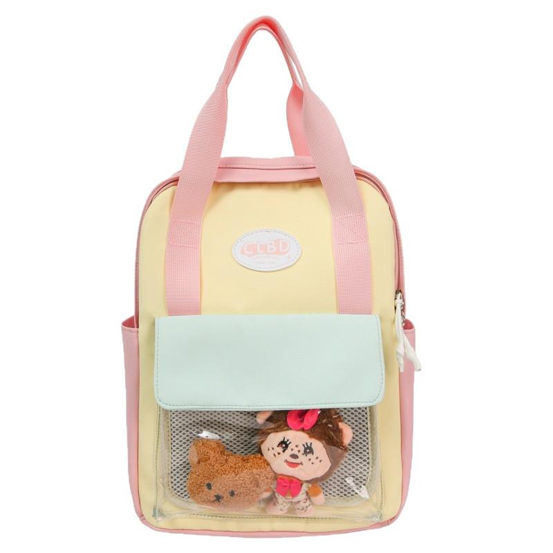 Cute Korean Style Mini Girls Backpack With Transparent Layer And Letter Print For School And Travel