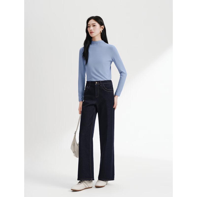 JUZUI Women's High-Waisted Flared Fleece-Lined Jeans