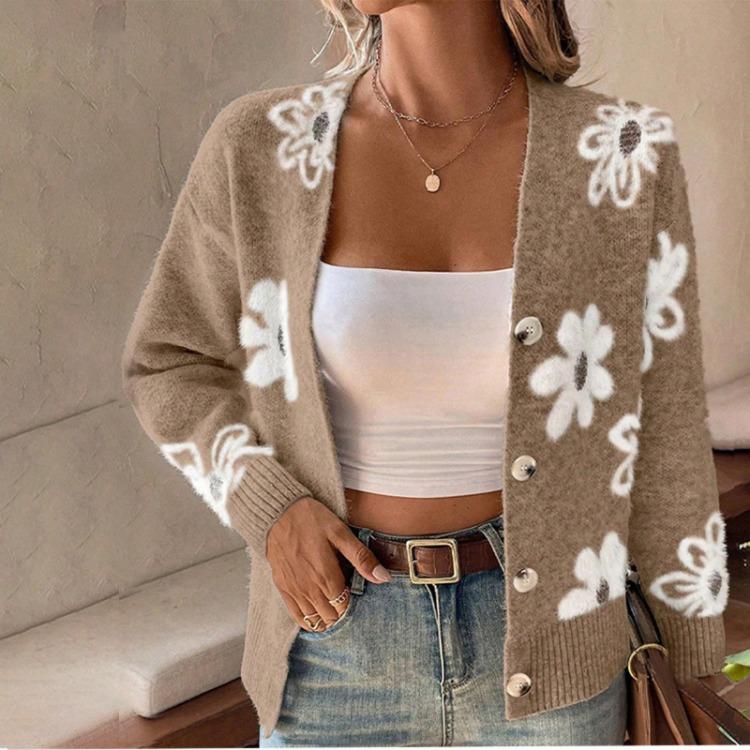 Winter Women's Fashion Loose Knit Cardigan Coat Long Sleeve Temperament