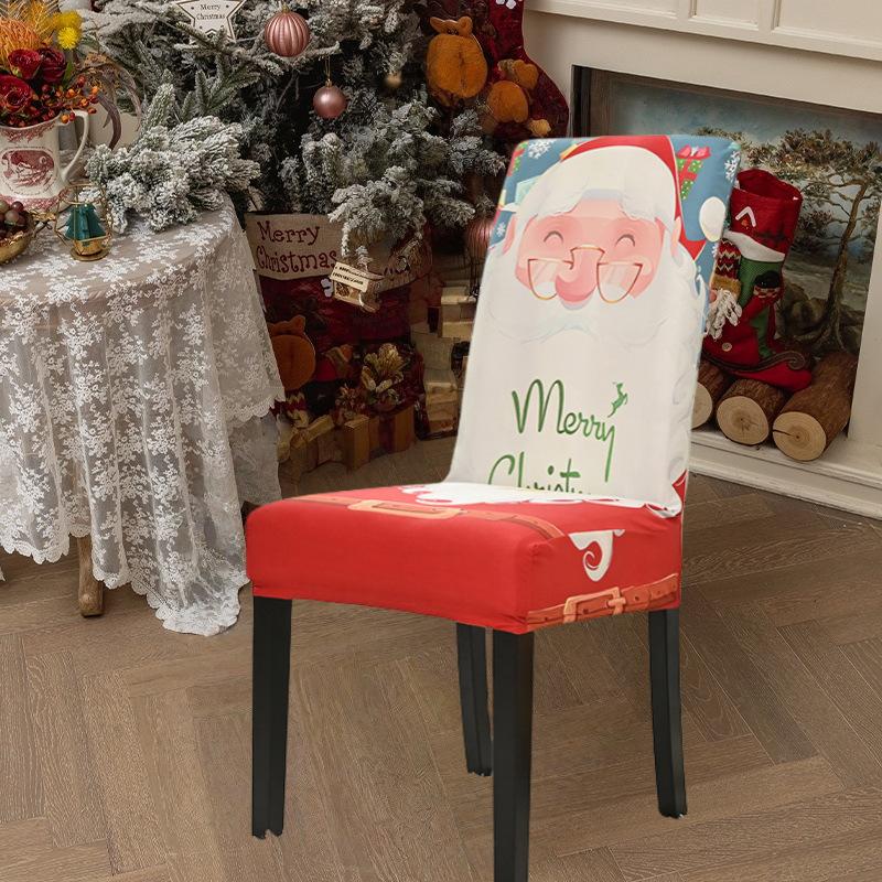 Christmas Chair Covers for Dining Room Kitchen Party Hotel Banquet Restaurant Office Stretch Seat Cover Housse De Chaise 1pc