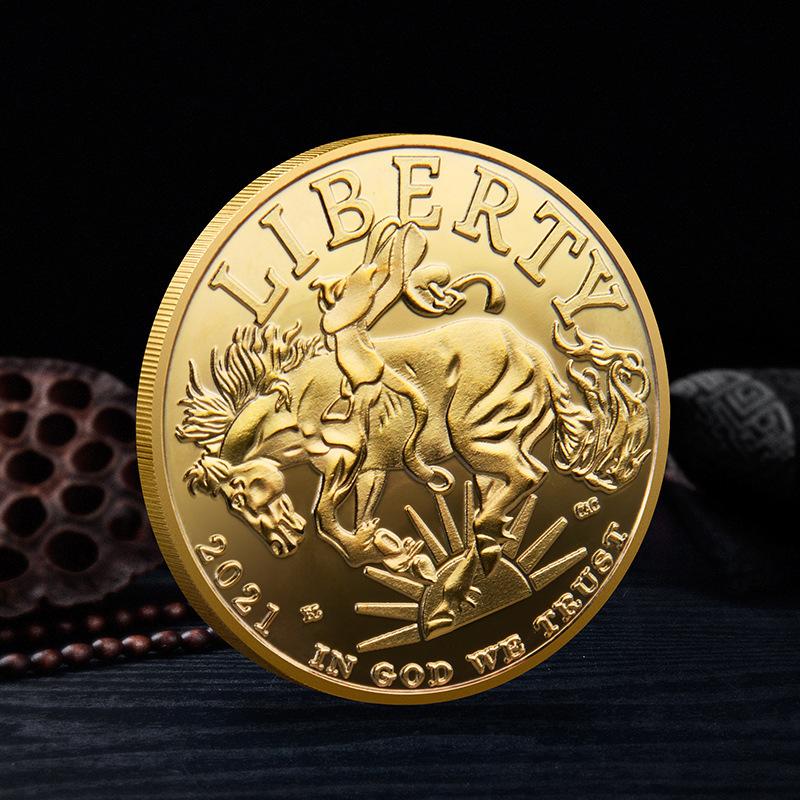 Eagle Head Knight Commemorative Medal Metal Plated Gold and Silver Coins Collection Crafts Ornament Commemorative Coins Metal Crafts