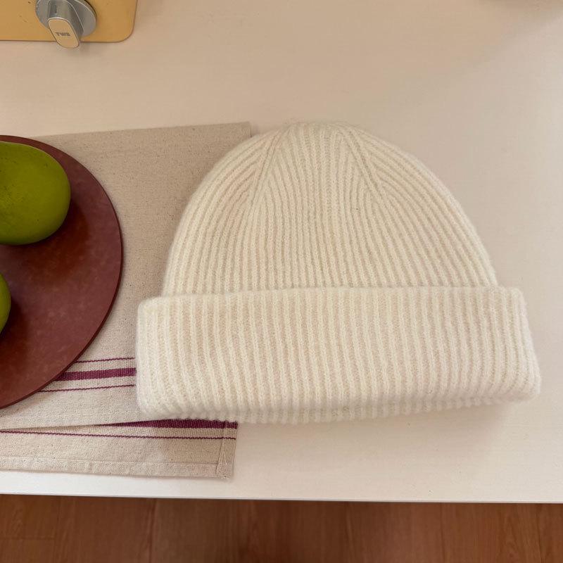 Women s Retro Solid Color Wool Blend Knit Beanie for Autumn & Winter One Size