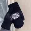 Fleece Thickened Snowflake Gloves Winter Female Warm Windproof Cold Students Outdoor Cycling Even Finger Tide
