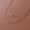 French Starlight Gold Beaded Double Layer Clavicle Necklace - Colorfast Titanium Steel
