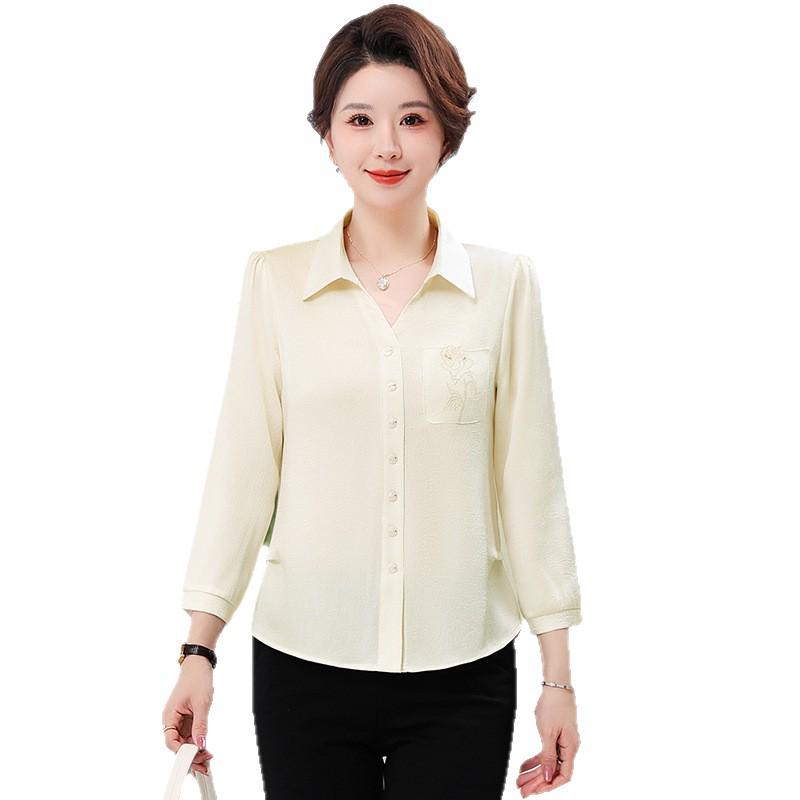 Mom's 2026 Autumn Stylish Lapel Shirt for Middle-aged & Elderly Women