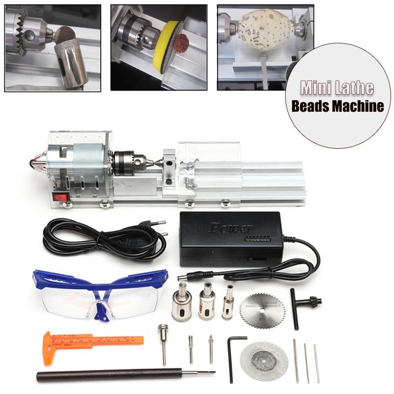 12-24V Mini Lathe Beads Machine Polisher Table Saw Mini DIY Wood Lathe 100W