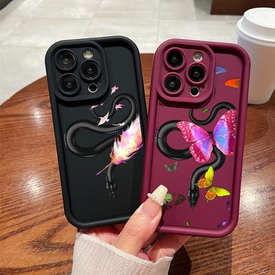 N77 papillon noir or serpent doux Angel Eyes étuis de téléphone pour Samsung A54 A34 A13 A14 S23 S24 Ultra S20 FE Xiaomi Redmi Note 13 12C housse antichoc