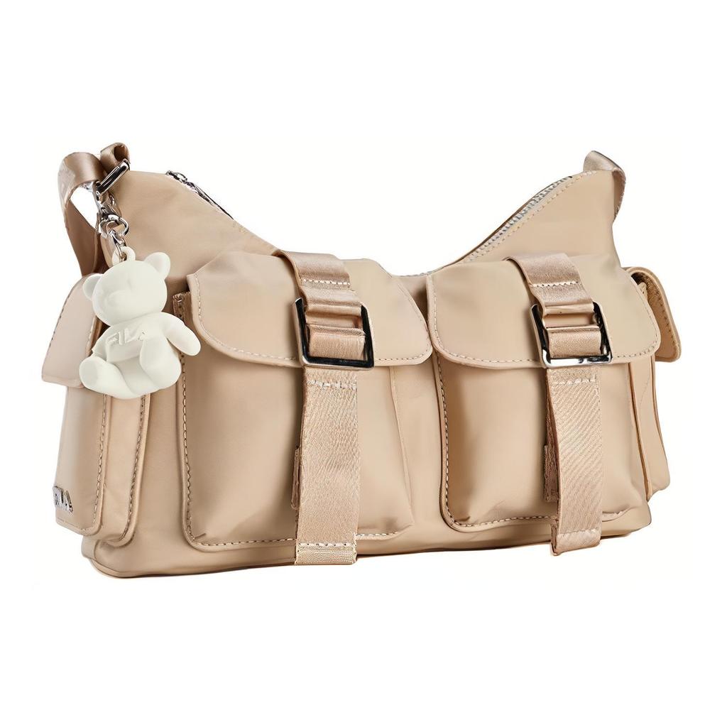 New FILA ORIGINALE Fabric Shoulder Bag, Crossbody Bag Mini Women's Wheat Camel Khaki F13W449164FDK