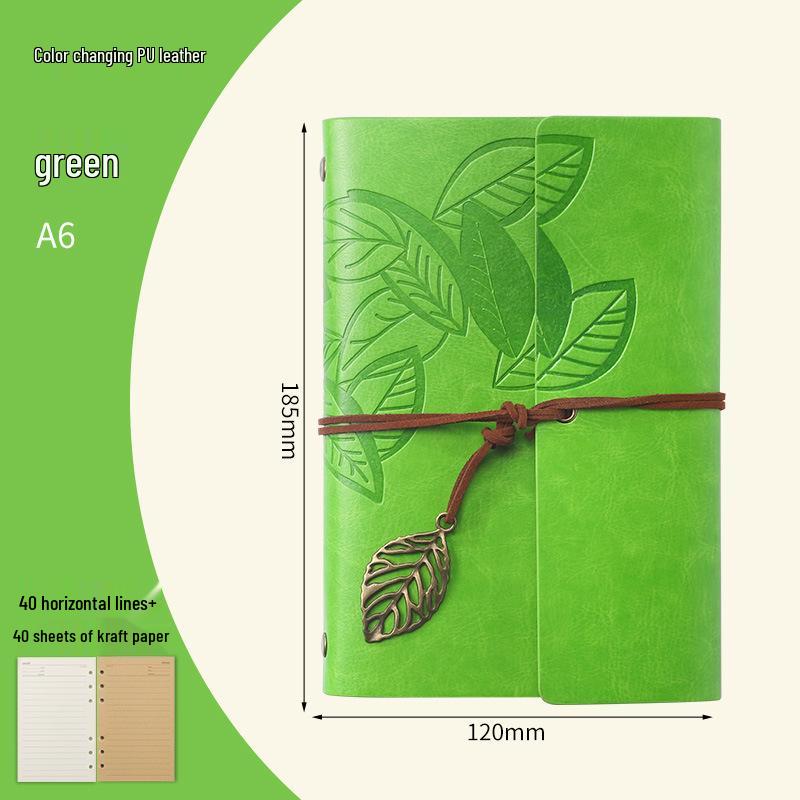 Retro Leaf Ring-Bound Travel Journal Notebook